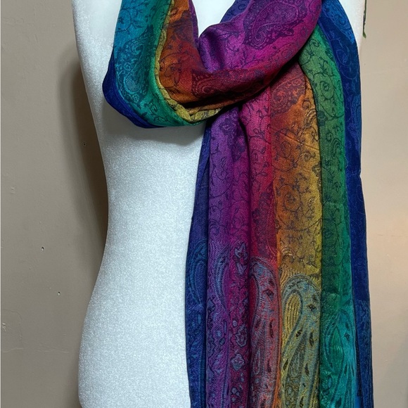 Accessories - Vibrant Rainbow Paisley Scarf